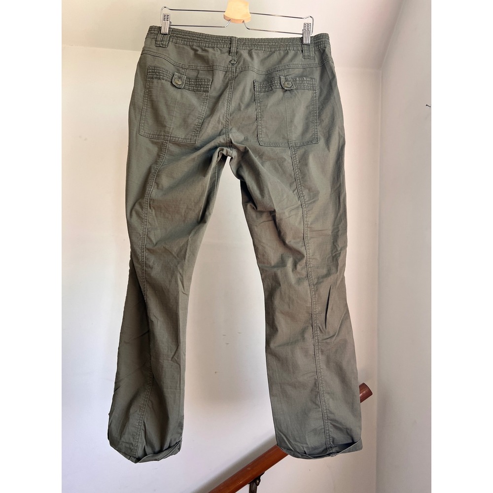 PrAna Women's 12 GREEN Organic Cotton Twill Mari Cropped Capri Pants Hiking - Picture 6 of 6